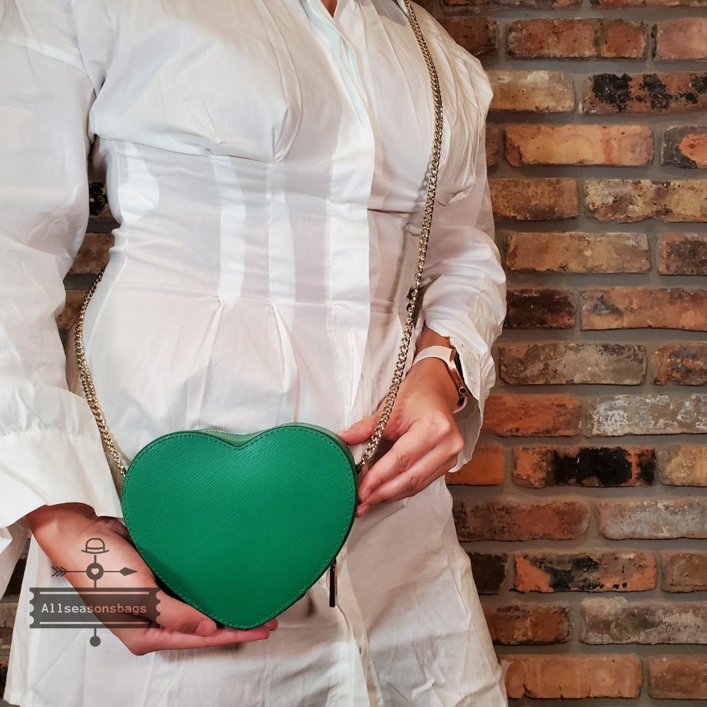NWT Kate Spade AUTHENTIC New York Love Shack Mini Heart Crossbody Bag Green Bean - Picture 5 of 6